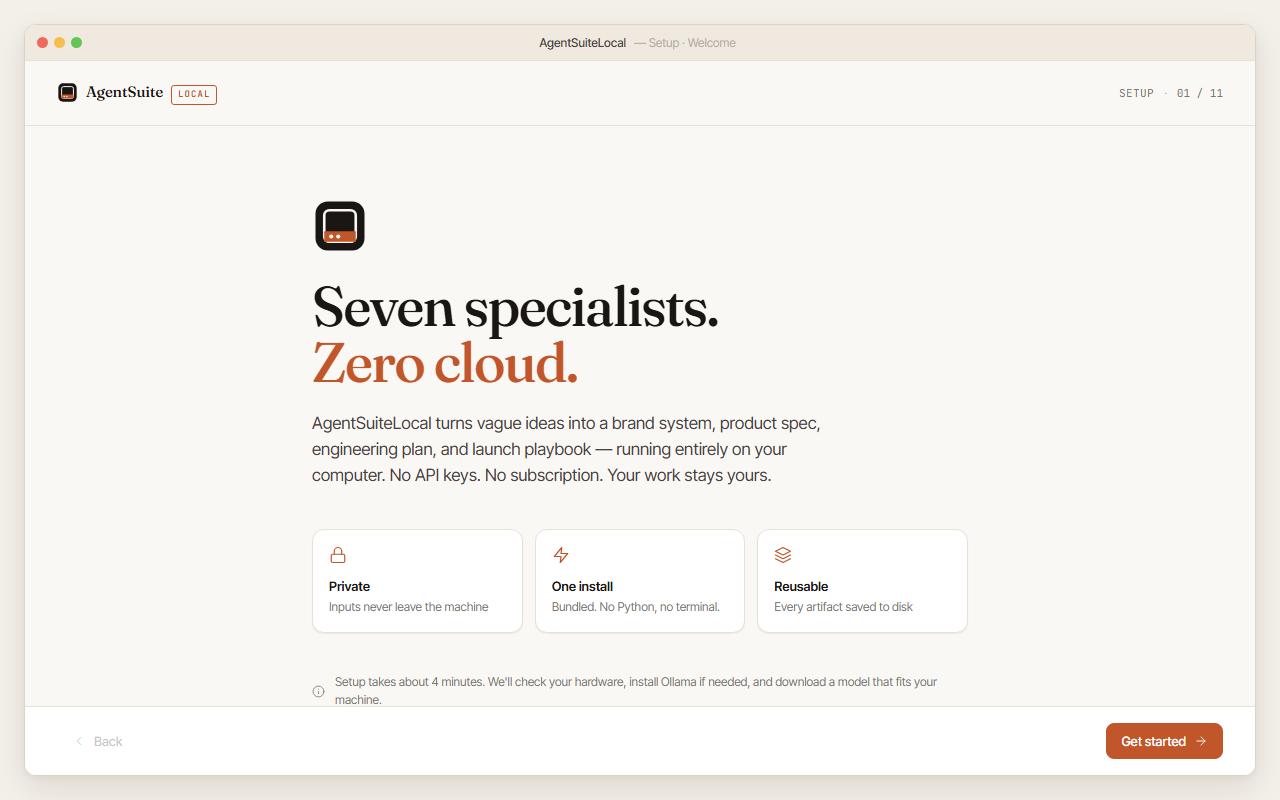 Installer welcome screen