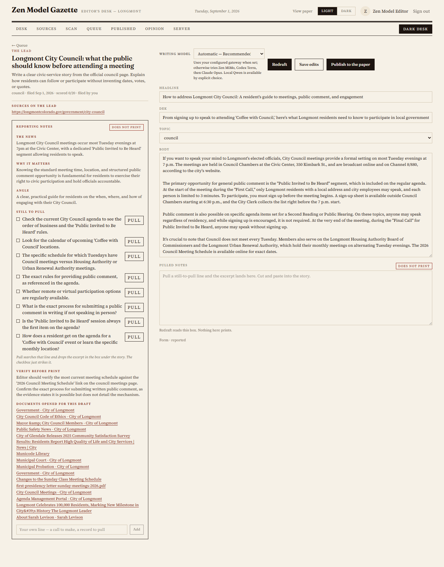 The story workbench