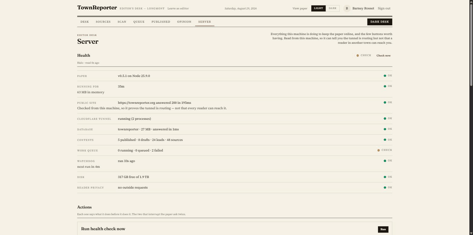 The Server page
