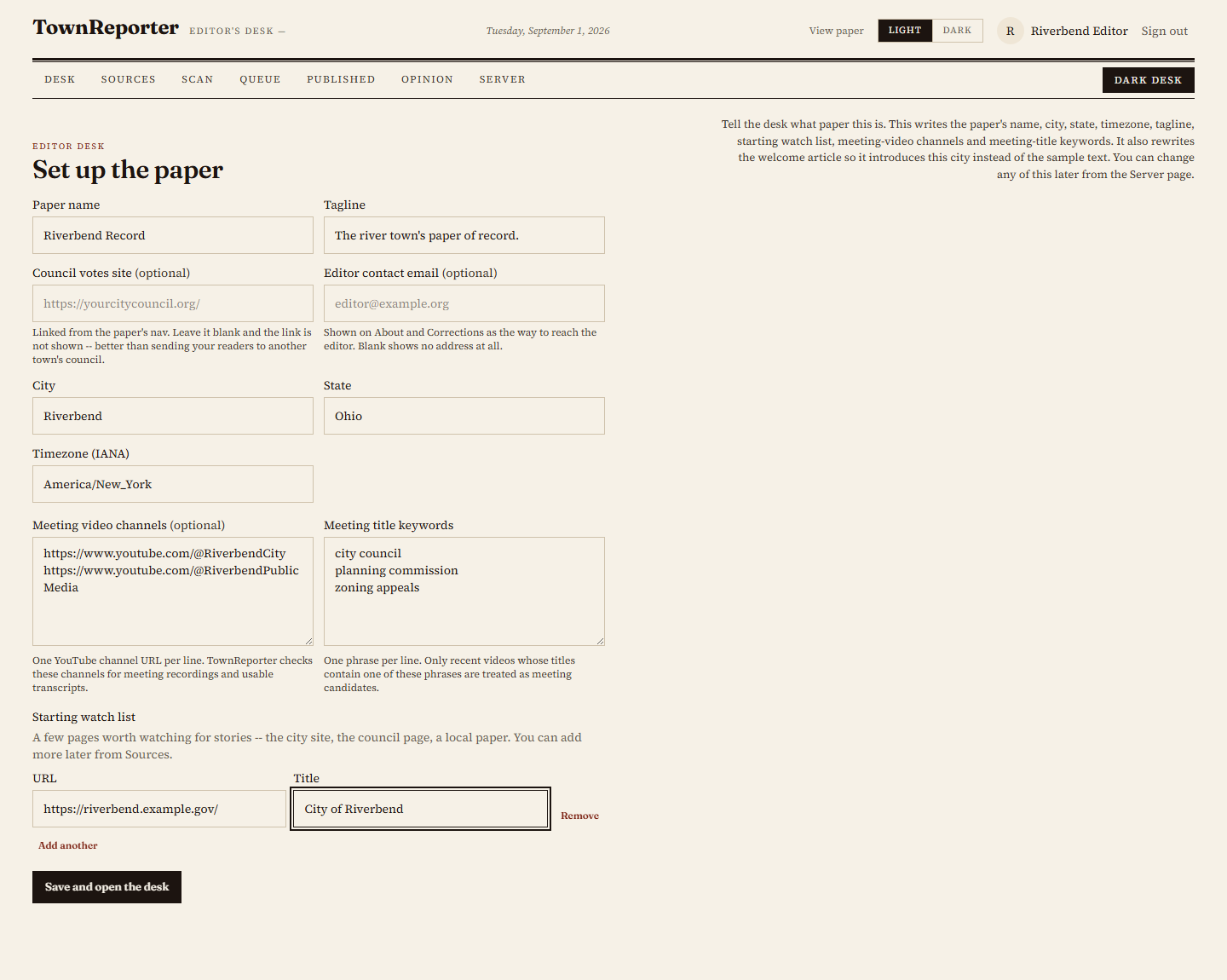 Set up the paper