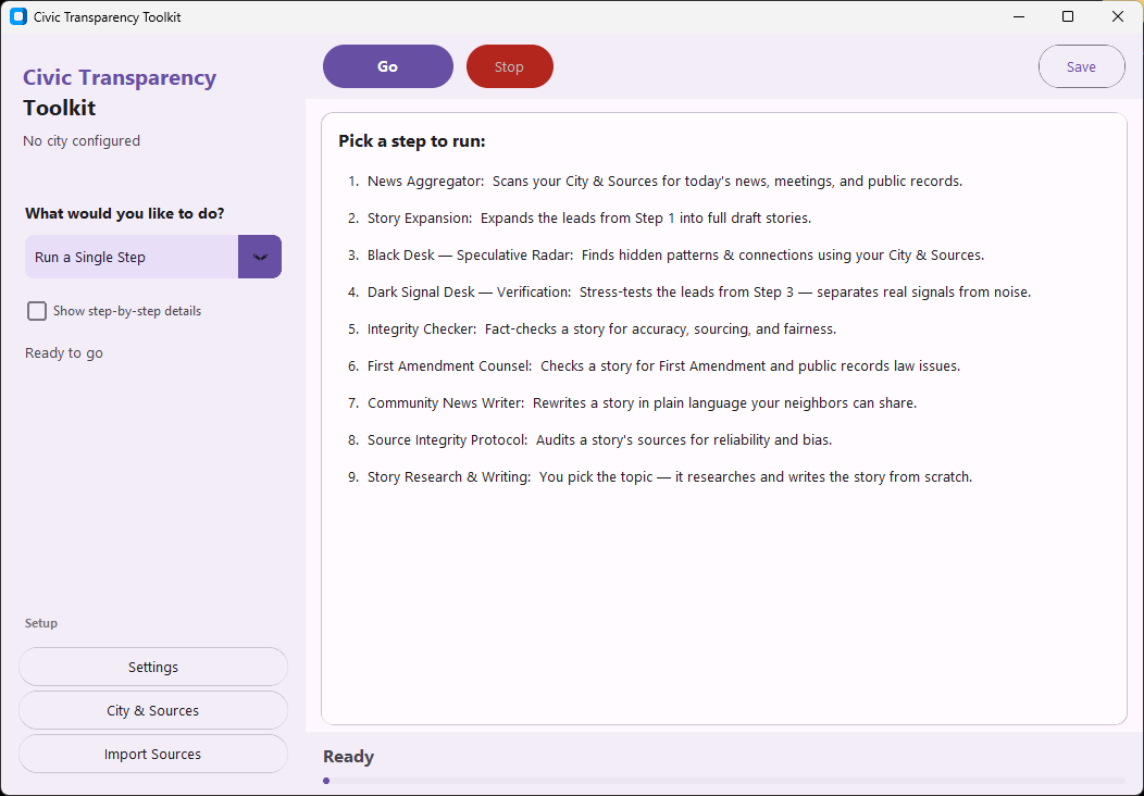 Individual prompt selection showing all nine workflow steps